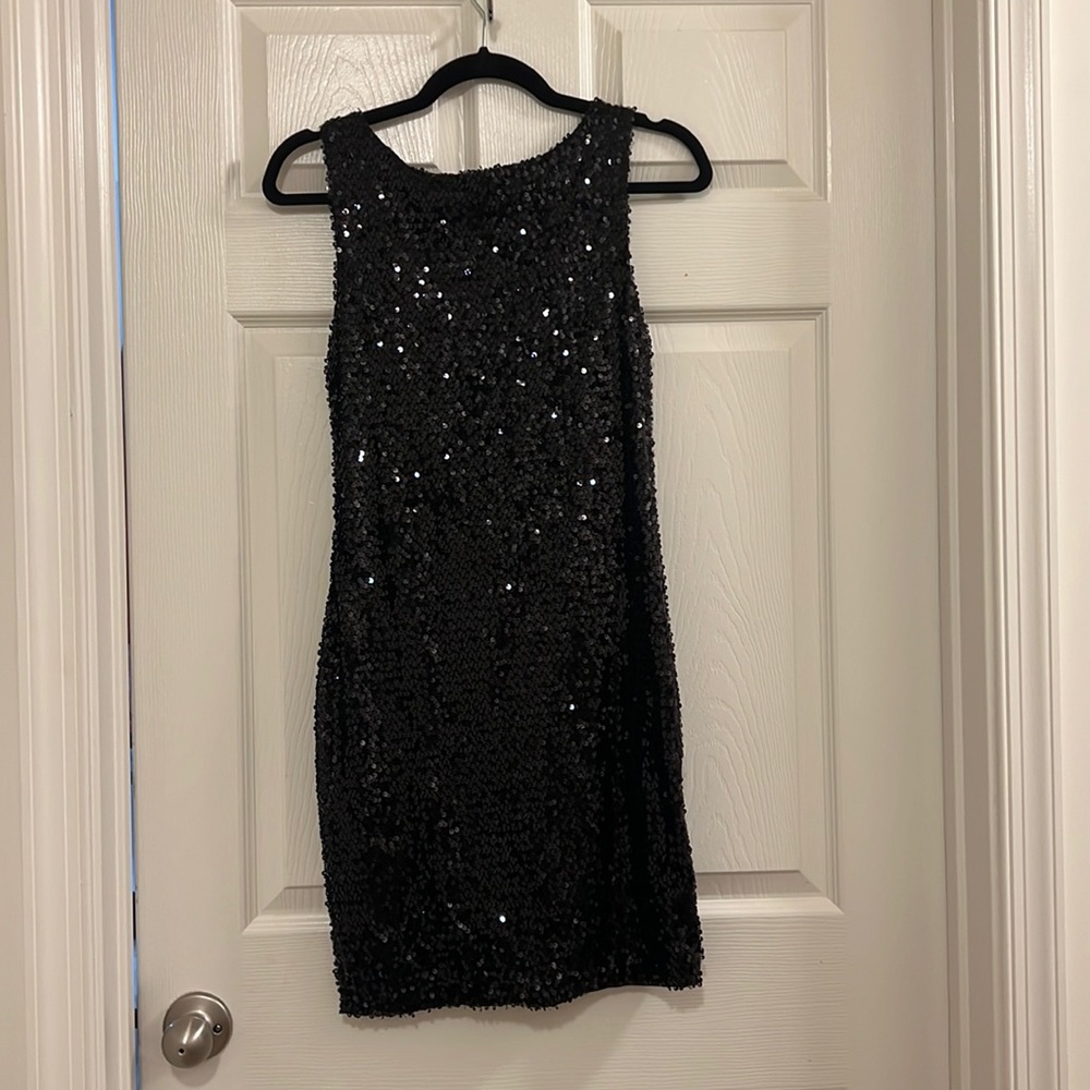 Open-back sequin mini dress